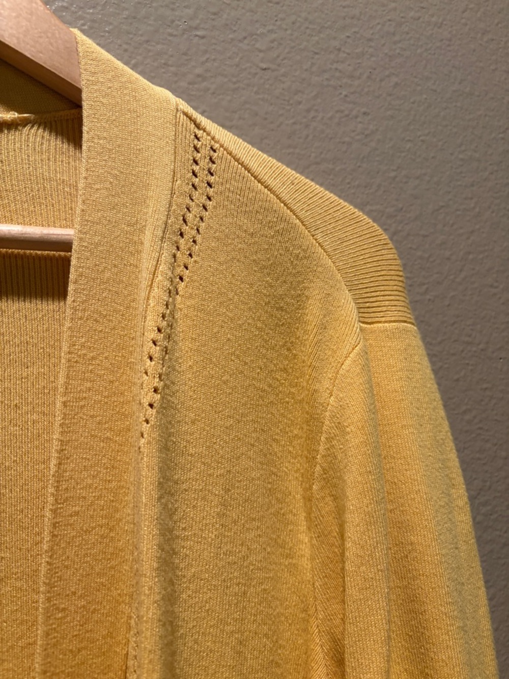 Liz Claiborne 1X Yellow Open Front Cardigan Sweater Knit Layering Plus Size WOW - Picture 4 of 10